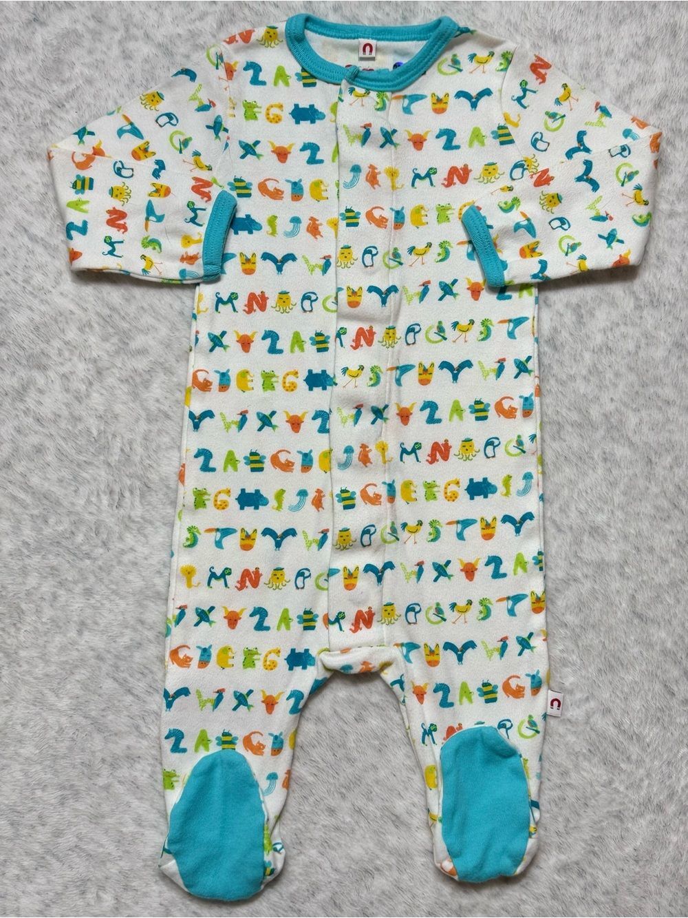 Magnetic Me E=MC Animal Alphabet Footie Sleeper 6-9M Baby Cotton Colorful ABC